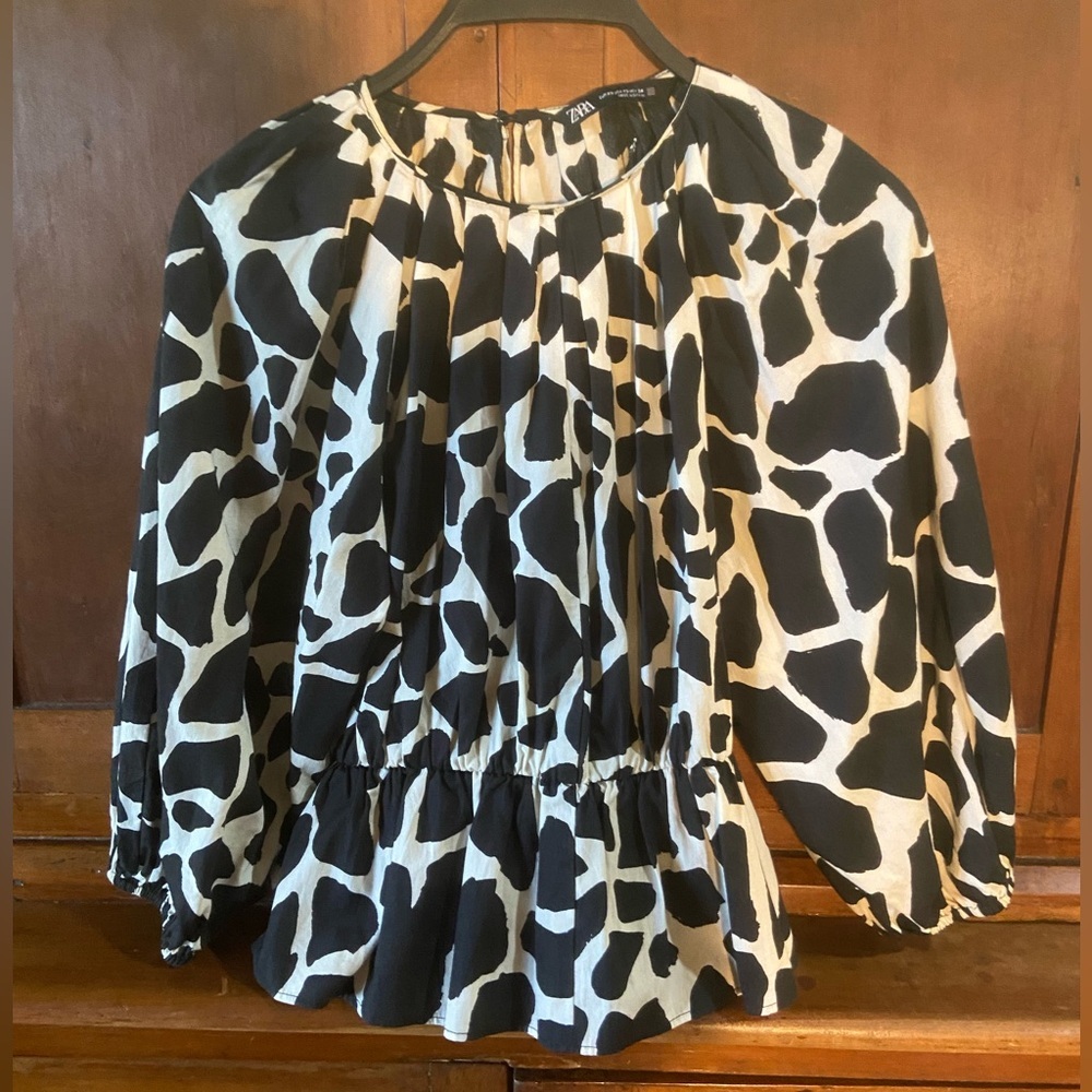 Zara Poplin Animal Print Top